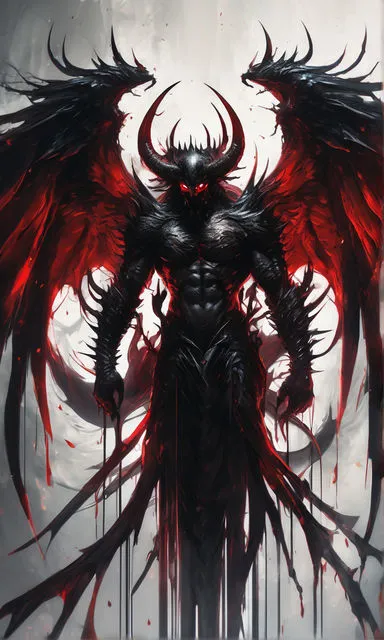 a demonic demon standing in front of a dark background