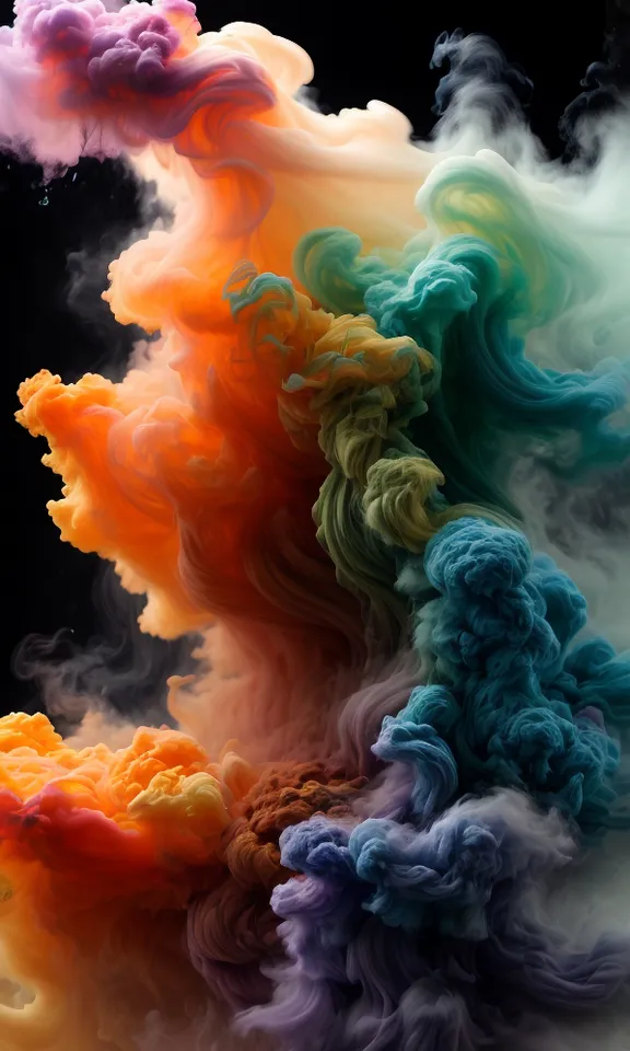 a colorful cloud of smoke on a black background