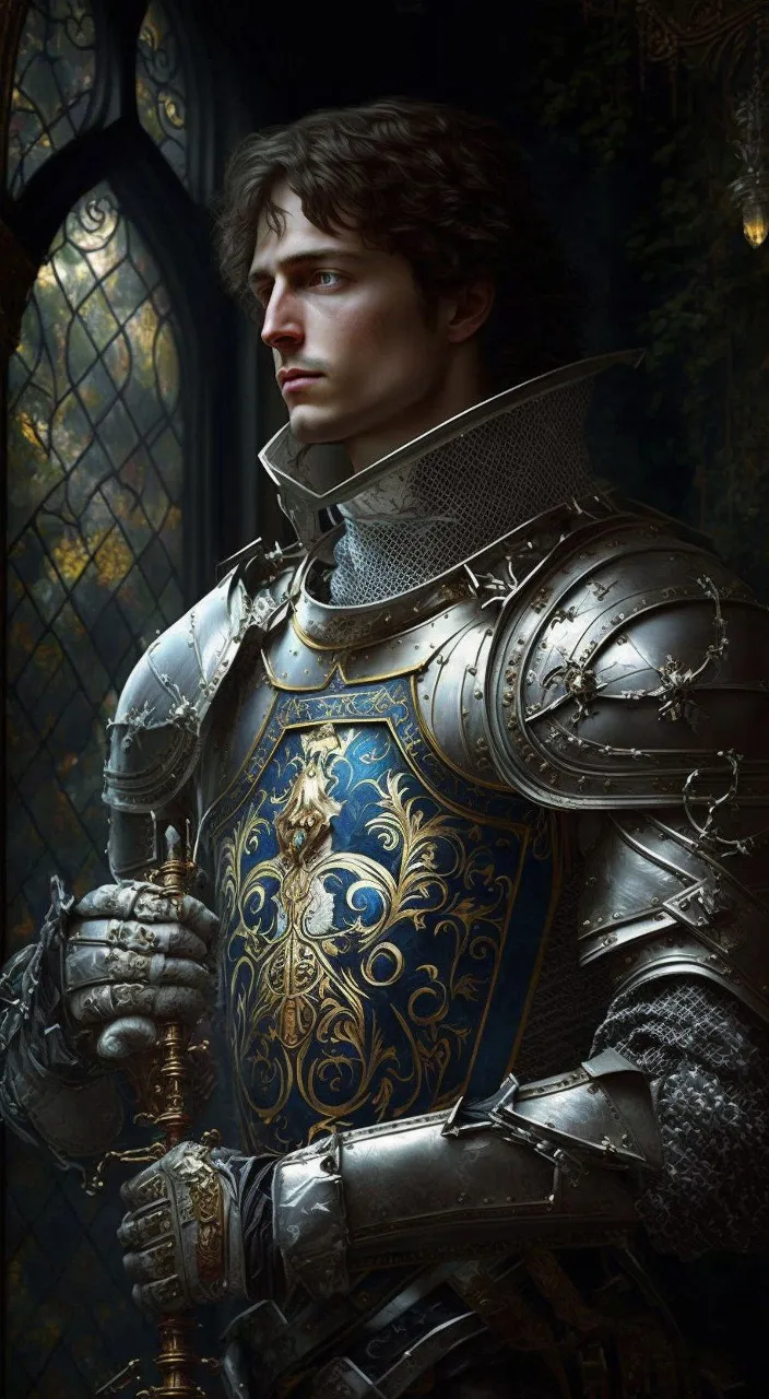 a man in a suit of armor holding a sword