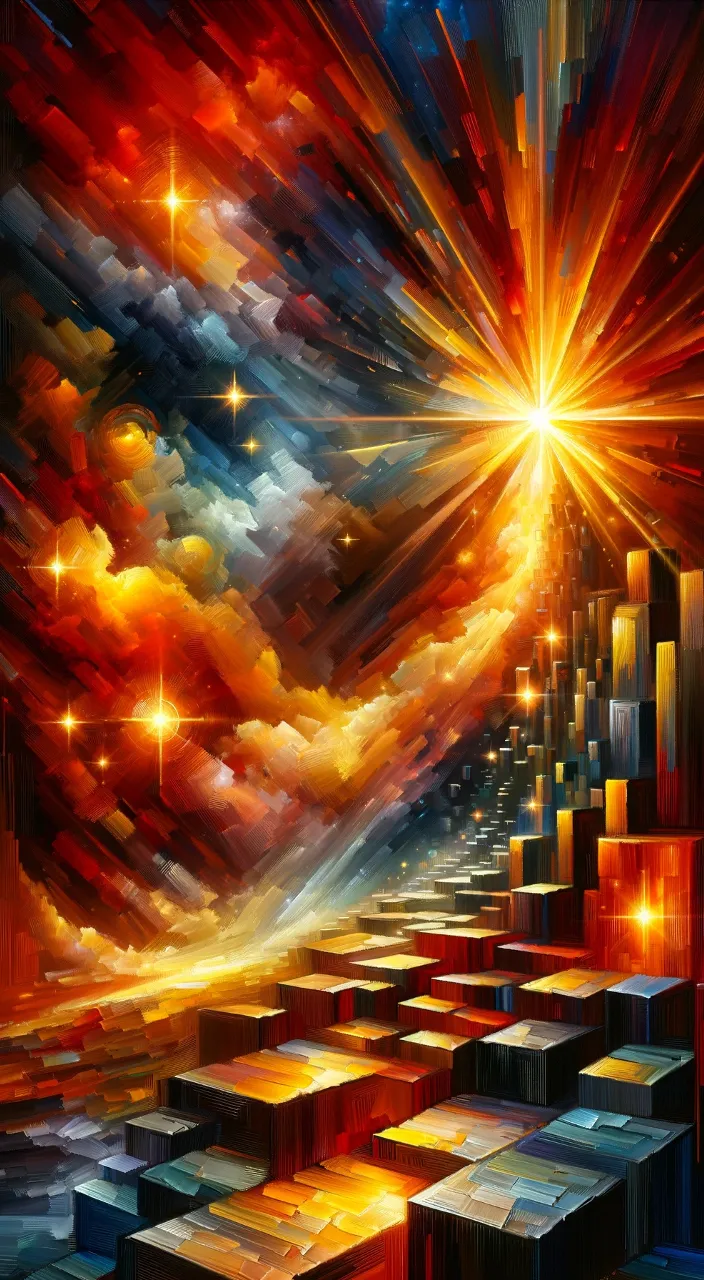 a painting of a star burst in the sky