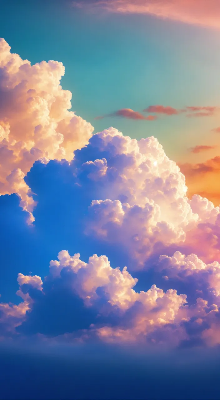 a plane flying through a cloudy sky at sunset