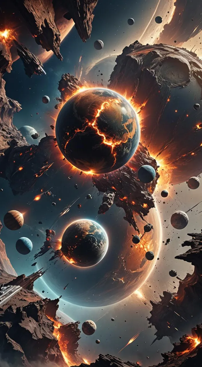 an image of a space scene with planets and stars