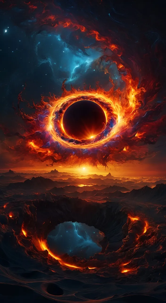 a painting of a black hole in the sky