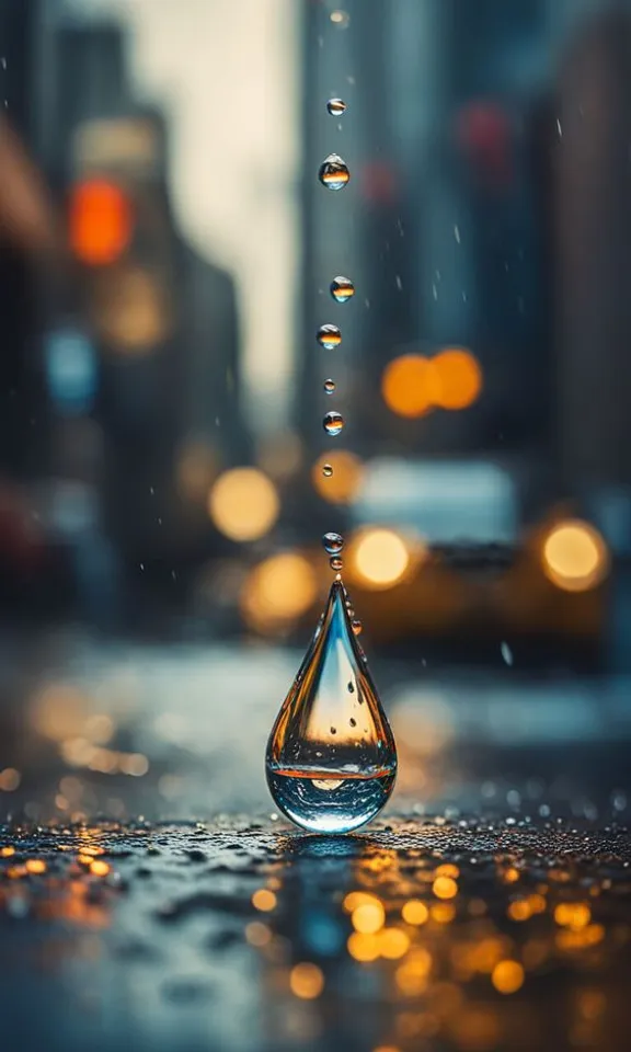 a drop of water sitting on top of a wet ground