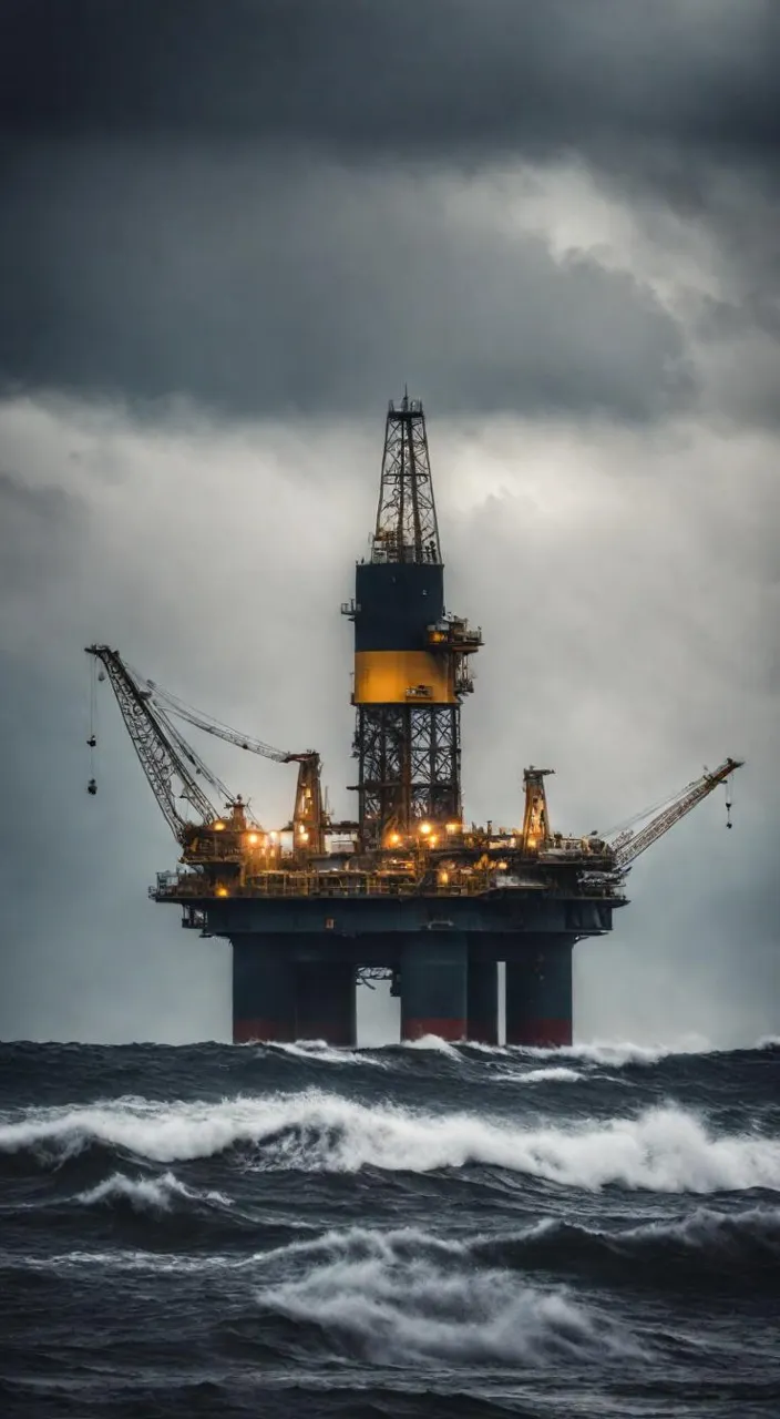 an oil rig in the middle of the ocean