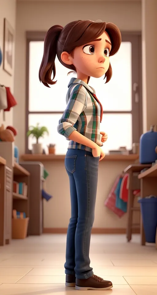 a cartoon character is standing in a room