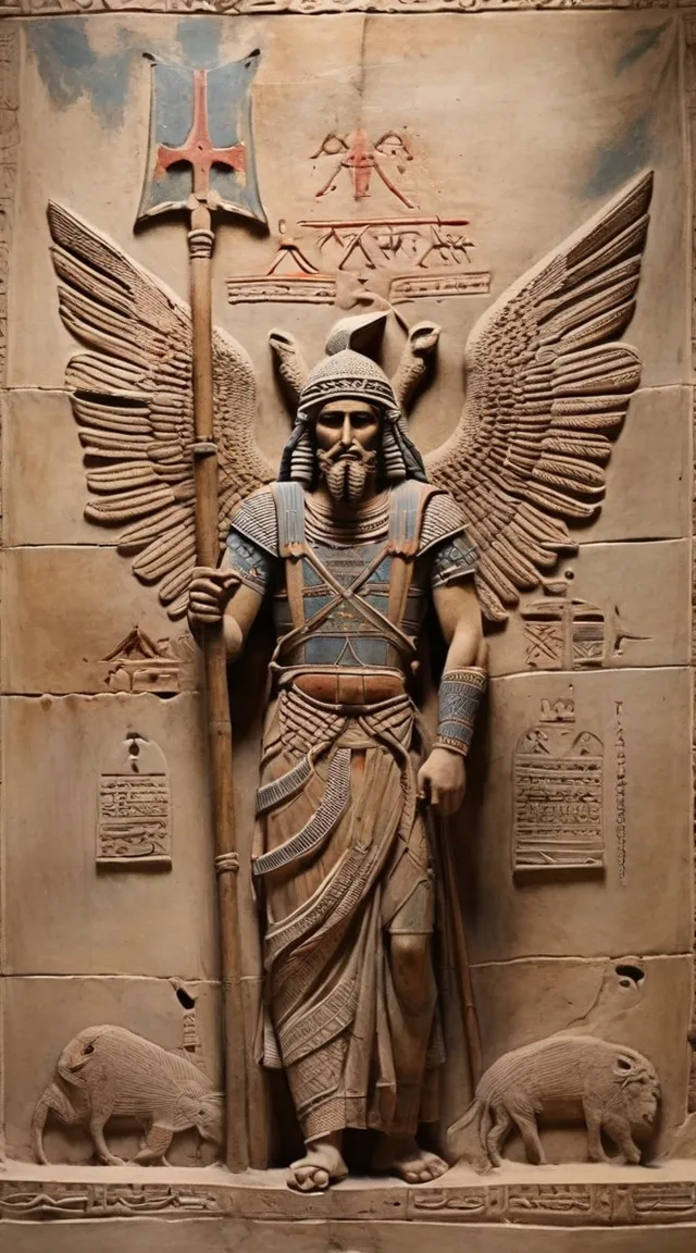 a statue of an egyptian god holding a staff