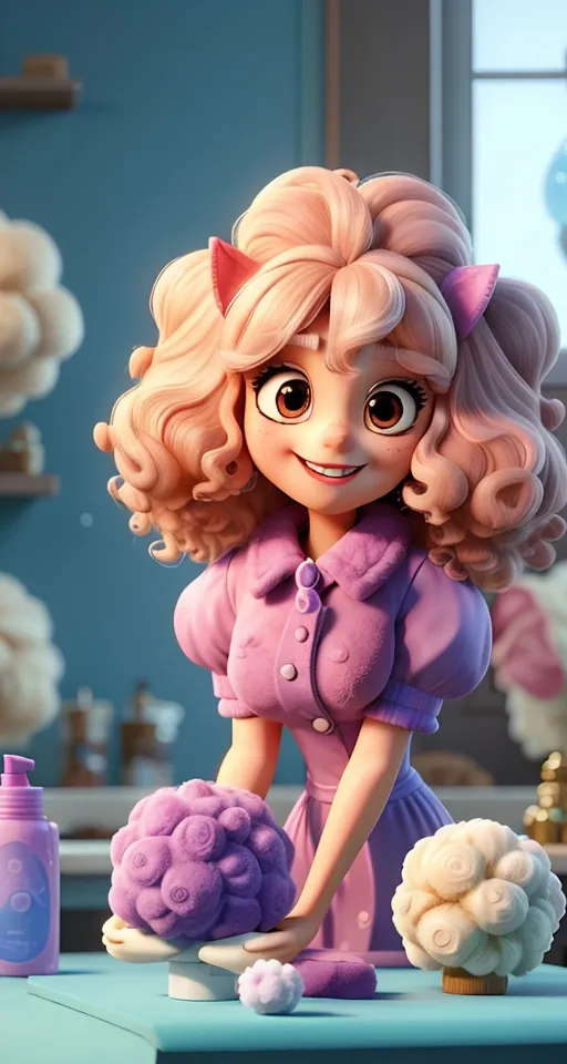 a cartoon character is making a cake in a kitchen