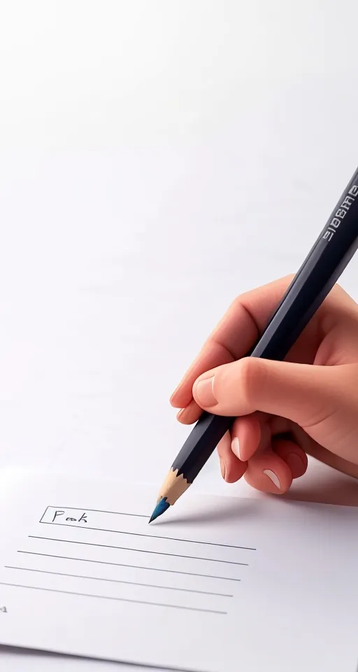 a person holding a pencil over a piece of paper