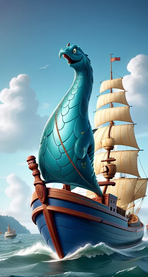 a blue sea horse riding on top of a boat