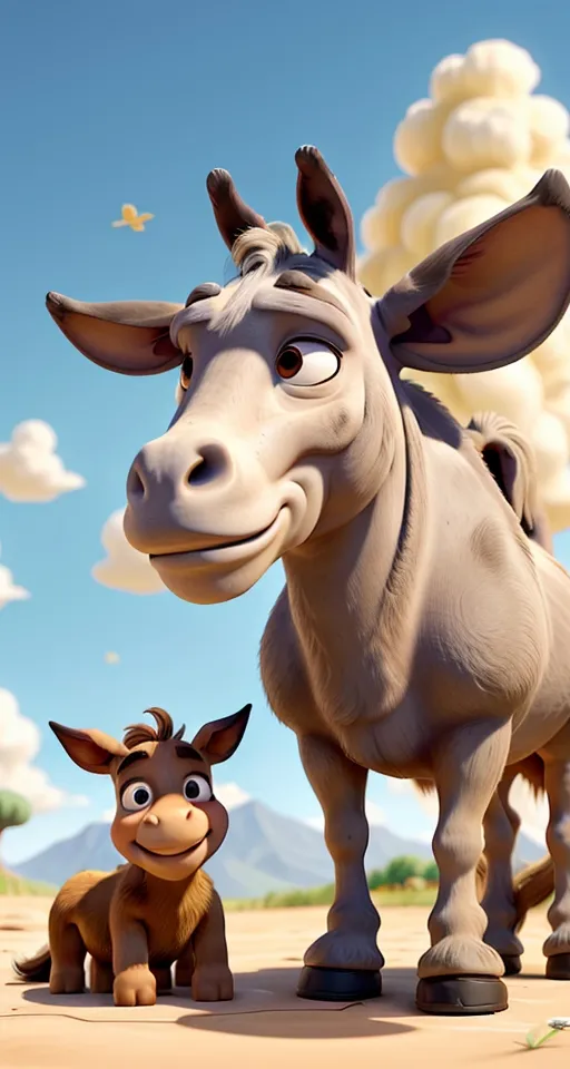 a donkey and a dog in a cartoon scene