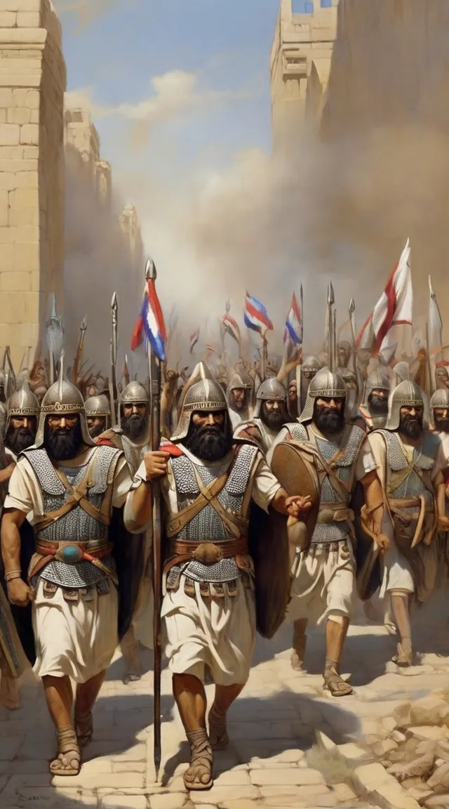 a painting of a group of men in roman armor