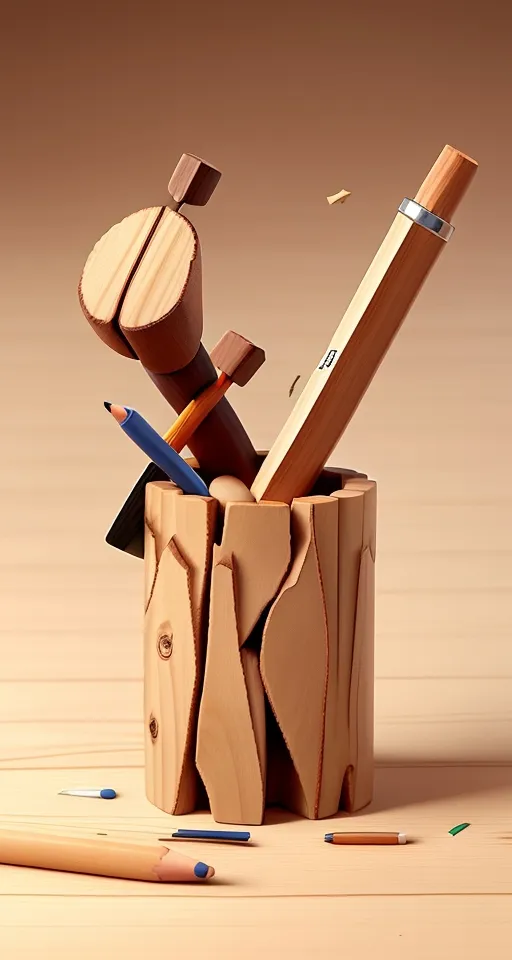 a pencil holder made out of cardboard with pencils in it