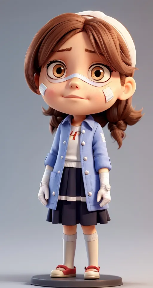 a little girl with glasses and a blue coat