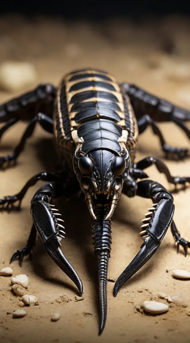 a black and gold bug sitting on top of a table