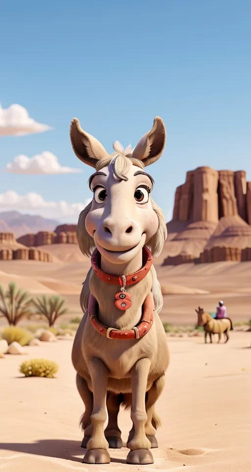 a donkey in the middle of a desert