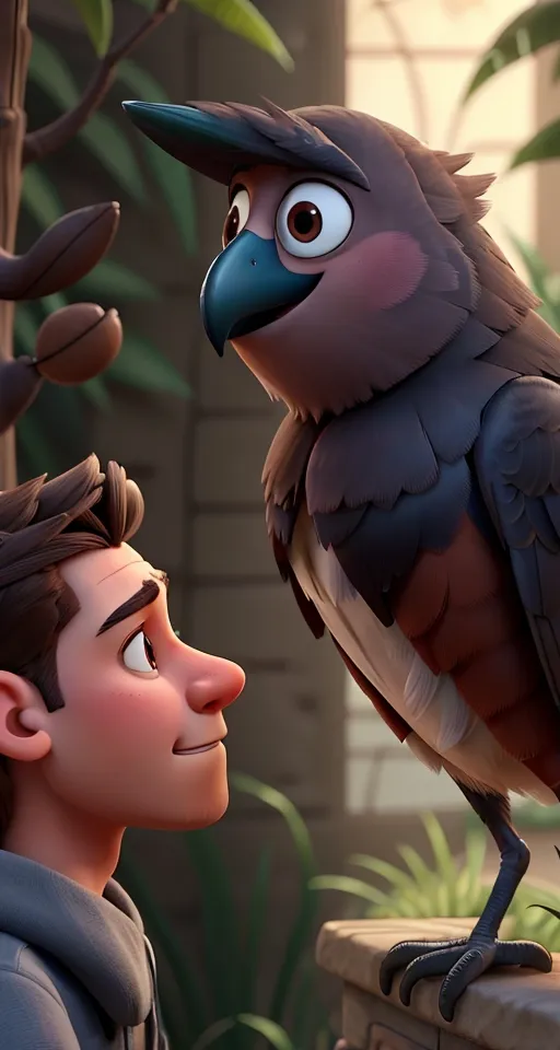 a bird sitting on top of a man's head