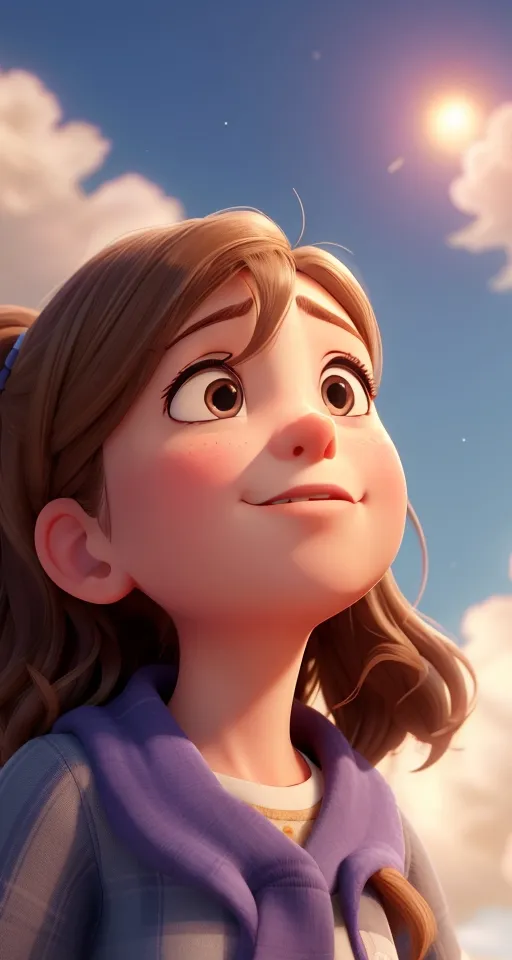 a young girl looking up at the sky