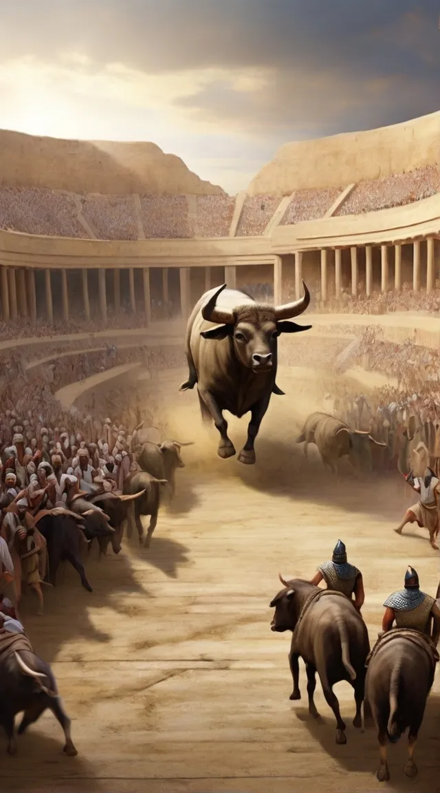  bulls through a stadium