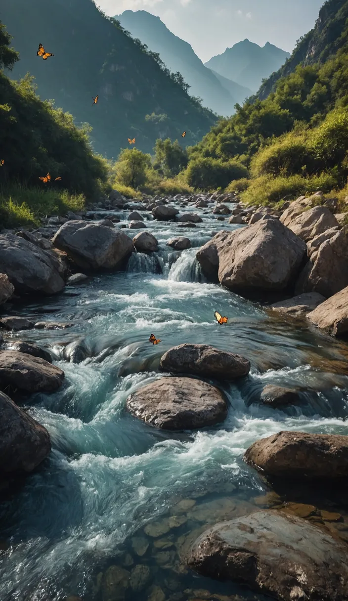 a river running through a lush green forest