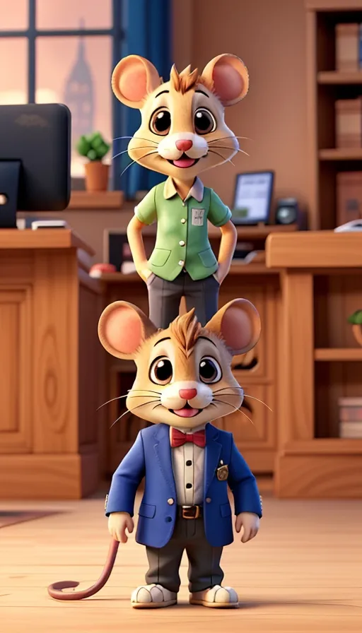 a cartoon mouse standing on top of another mouse