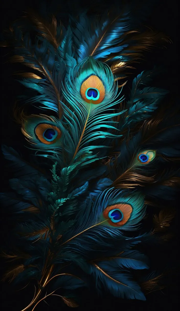 a close up of a peacock feather on a black background