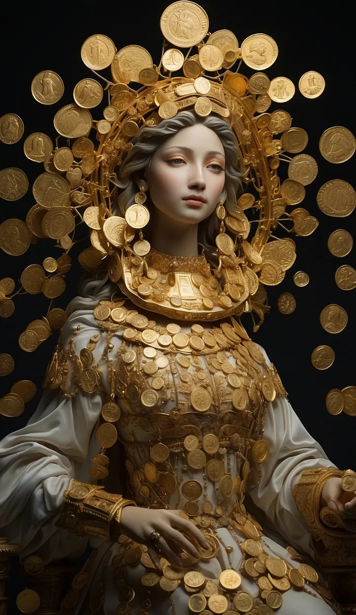 a statue of a woman in a golden dress