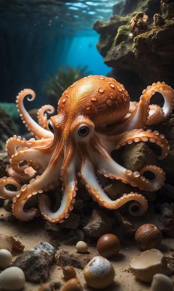 a close up of an octopus in an aquarium