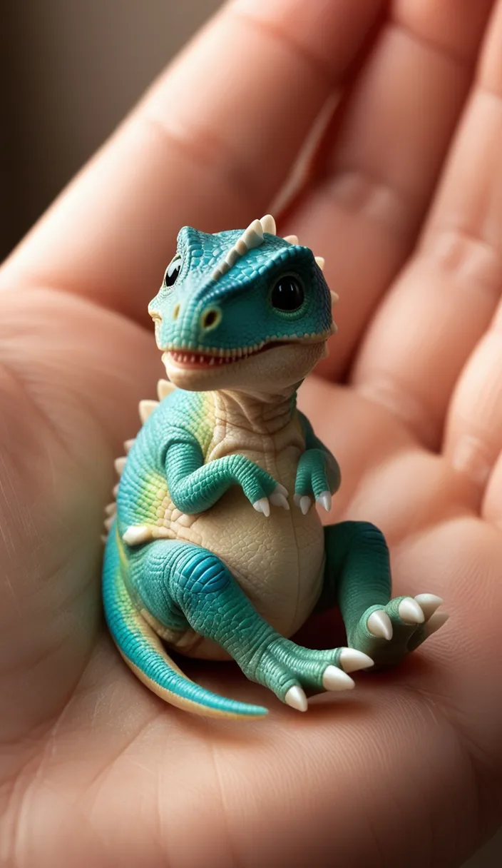 a small toy lizard sitting on top of a persons hand