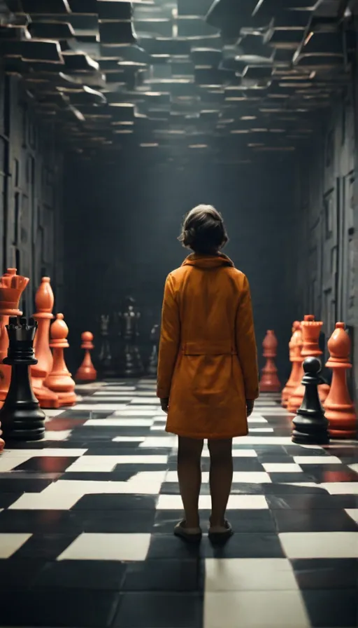 a person standing in front of a chess board