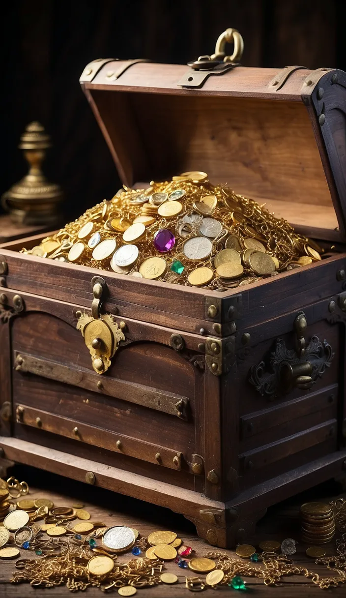 a chest with a bunch of gold coins in it