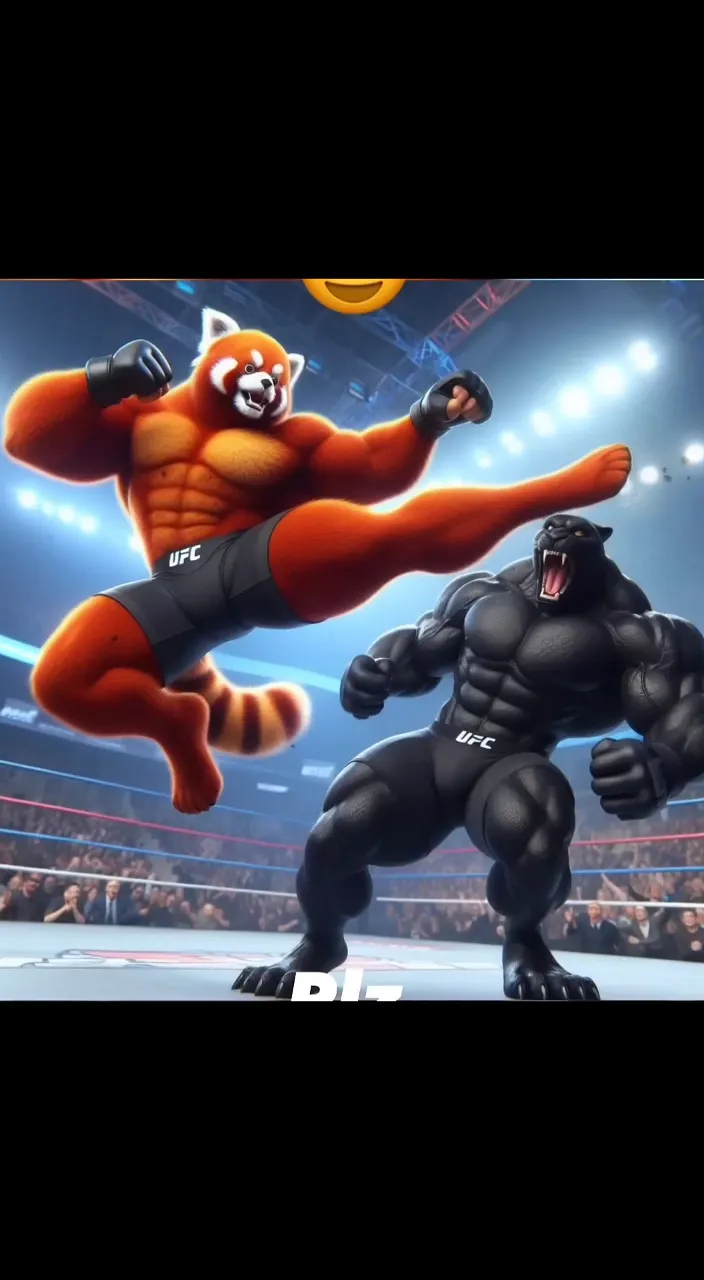 two cartoon animals are fighting in a wrestling ring