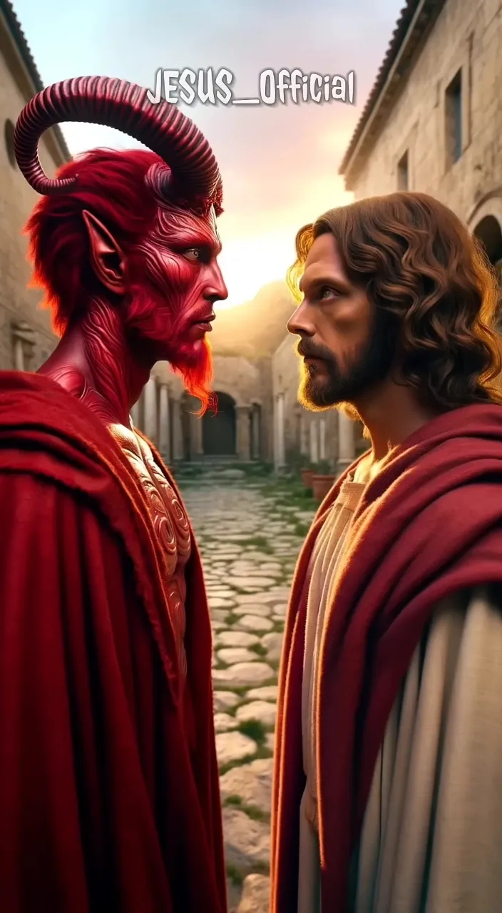 two men in red robes are facing each other