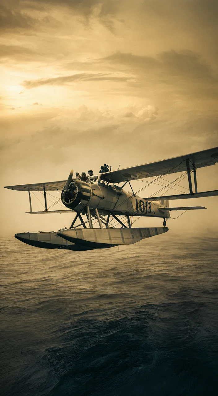 a plane flying over the ocean on a cloudy day