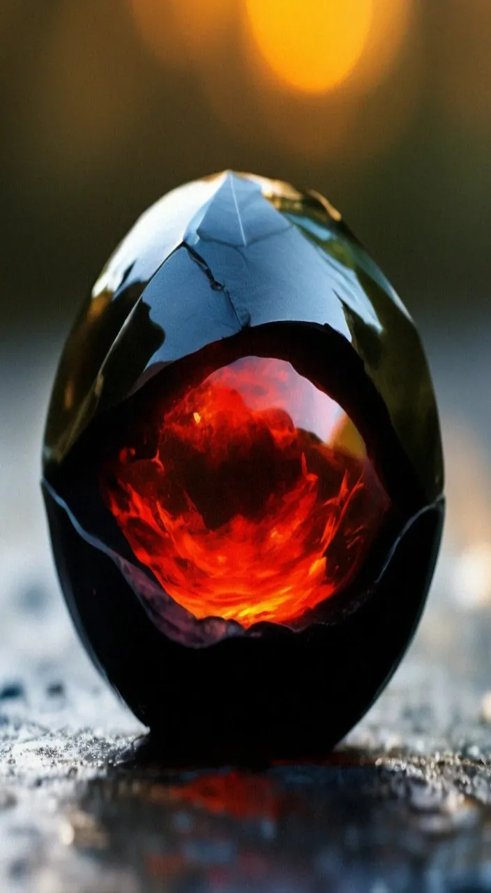 a close up of a glass ball on the ground