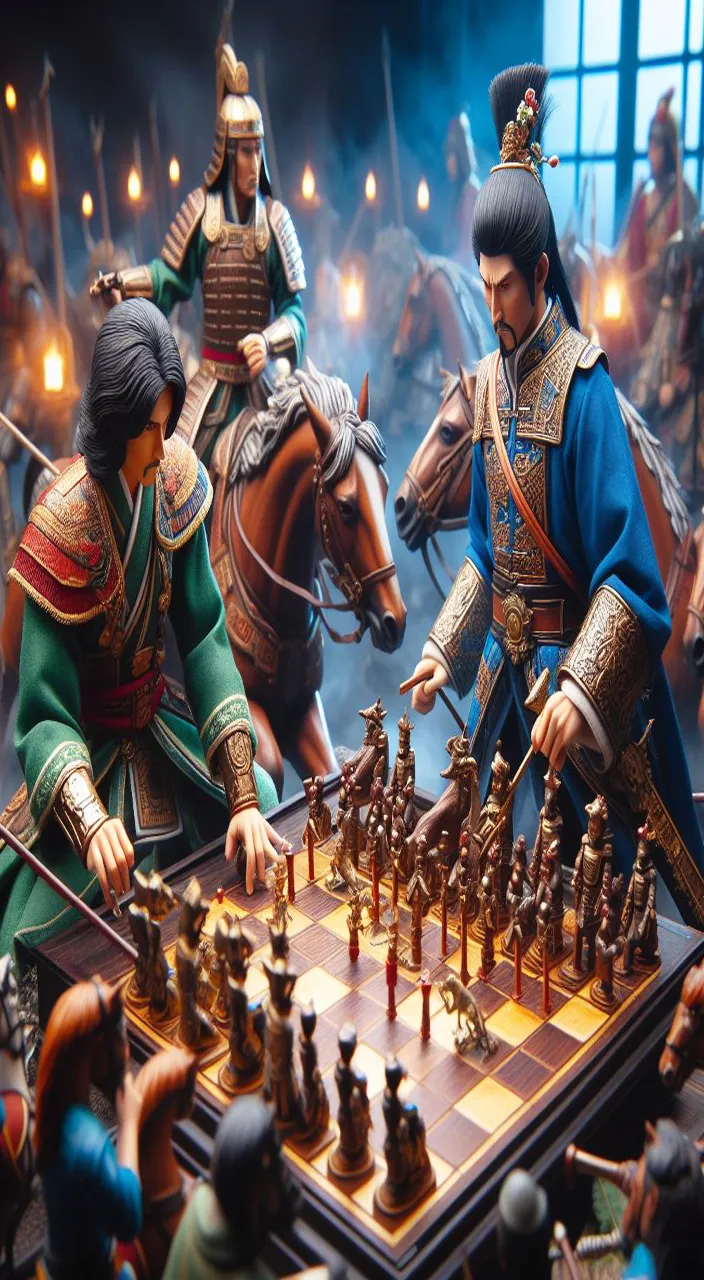 a group of figurines playing a game of chess