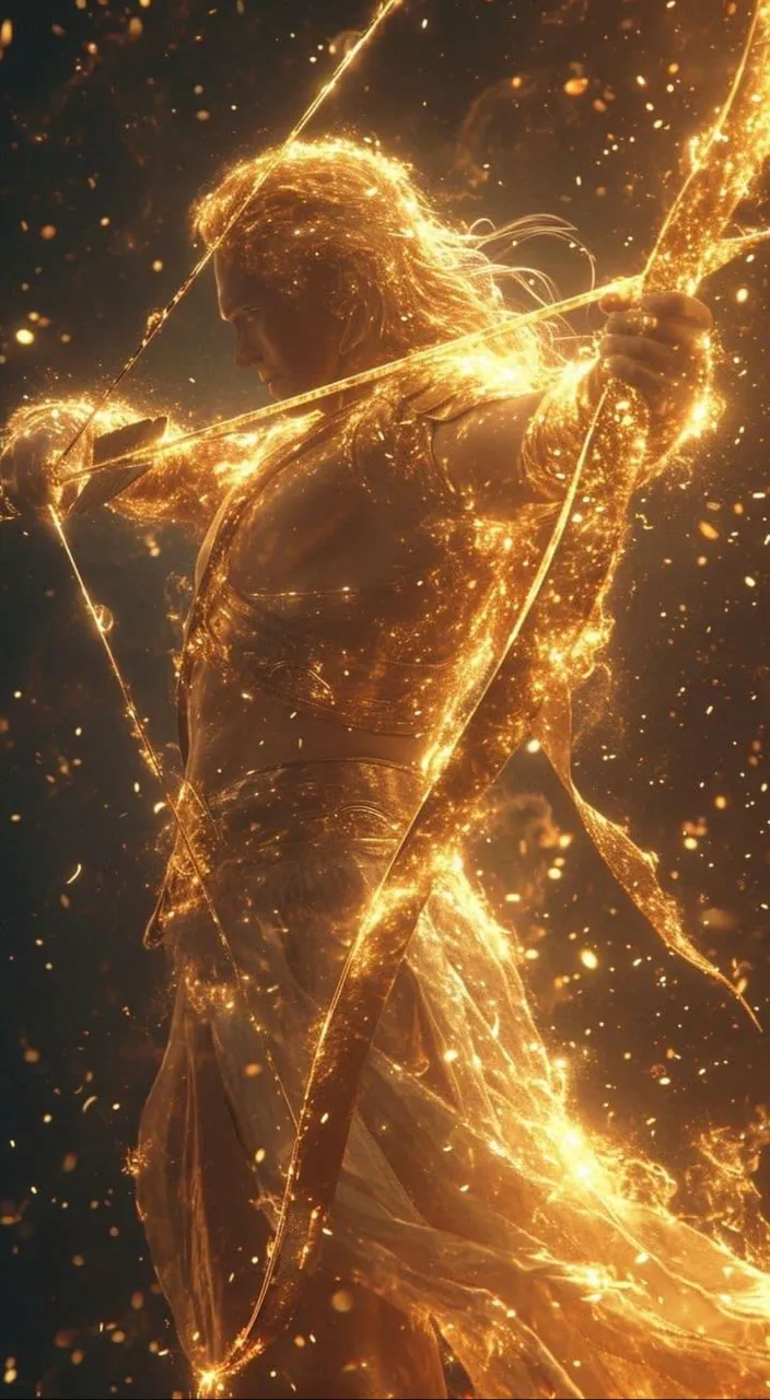 a Celestial man in Flames with a bow and arrows