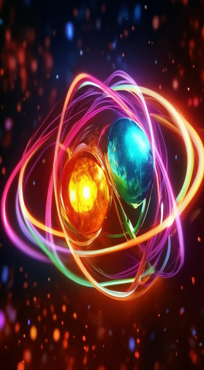 a colorful image of two balls in a ring