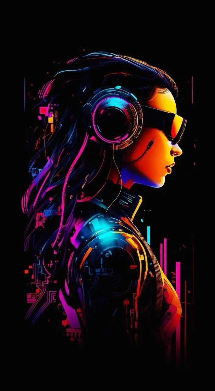 a woman with headphones on her face