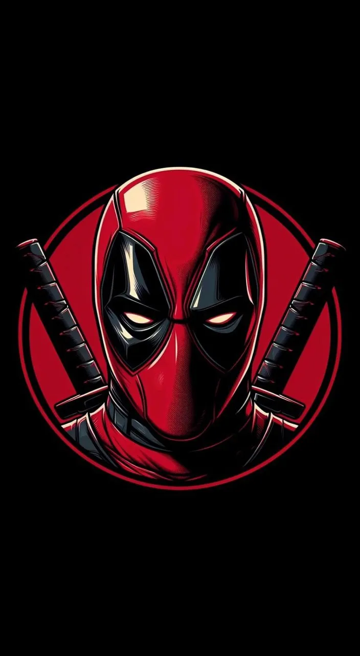 a deadpool character with two swords in his hands