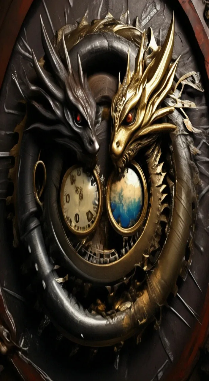 a clock with a dragon face on it