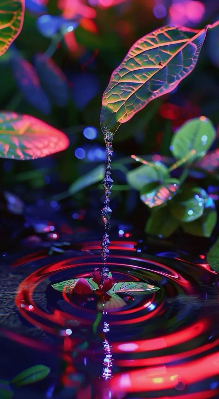 a drop of water that is falling into a pond