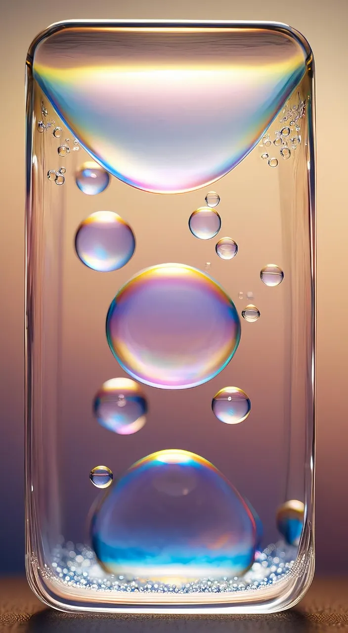 a glass container filled with water and bubbles