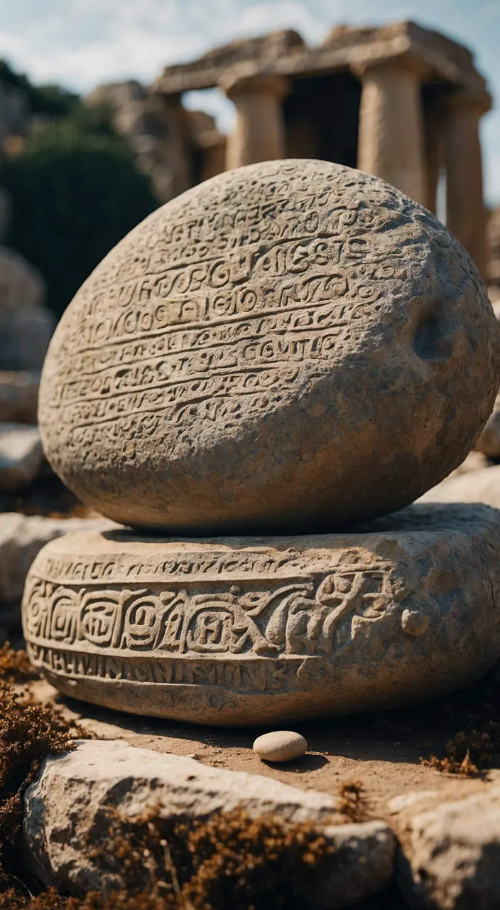 a stack of rocks with writing on them