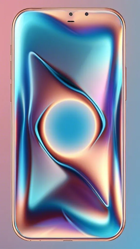 a close up of a cell phone with a blue and pink background