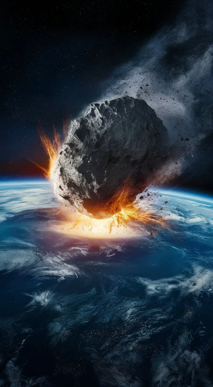 a meteor hit explosion over the earth