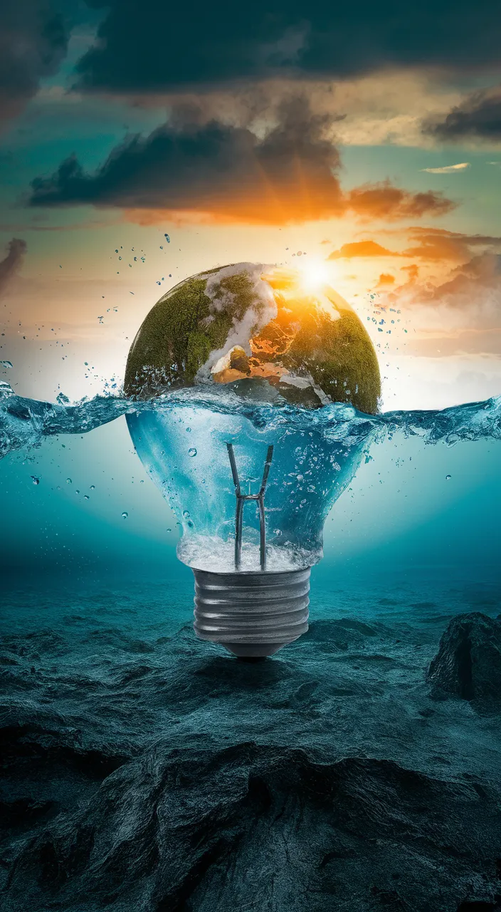 a light bulb with a picture of the earth inside of it