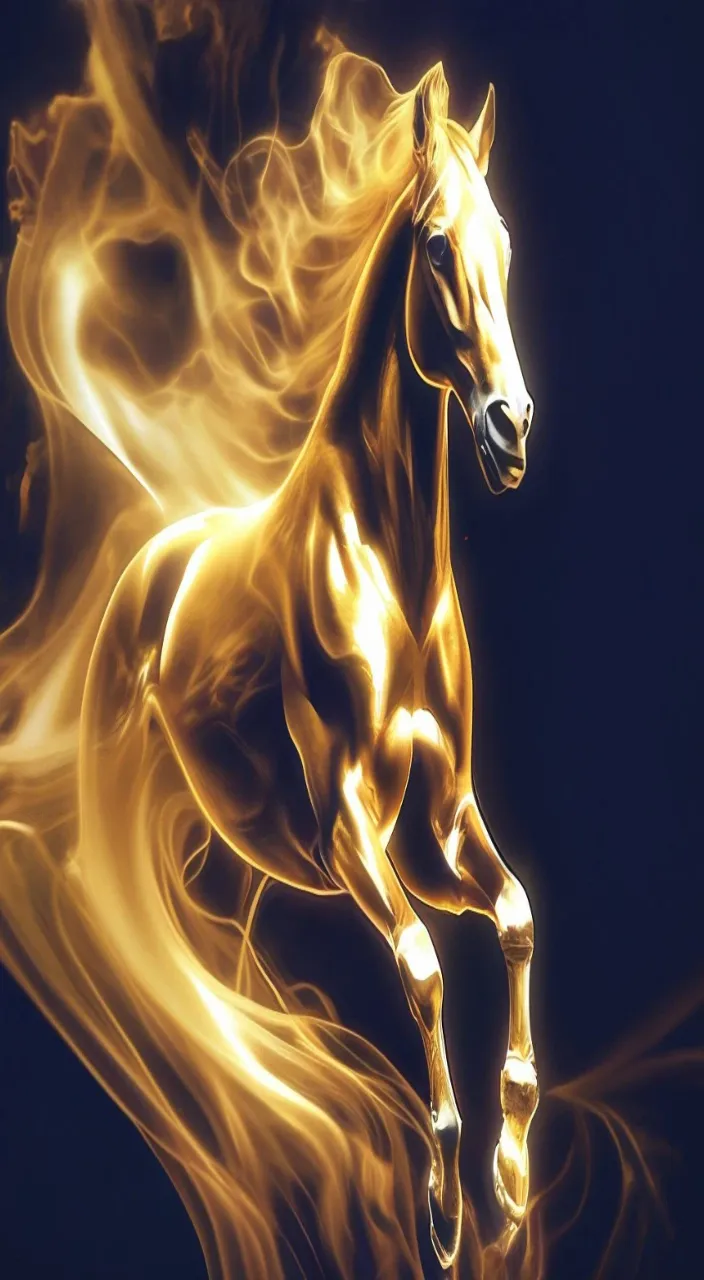 a horse with a lot of fire on its back