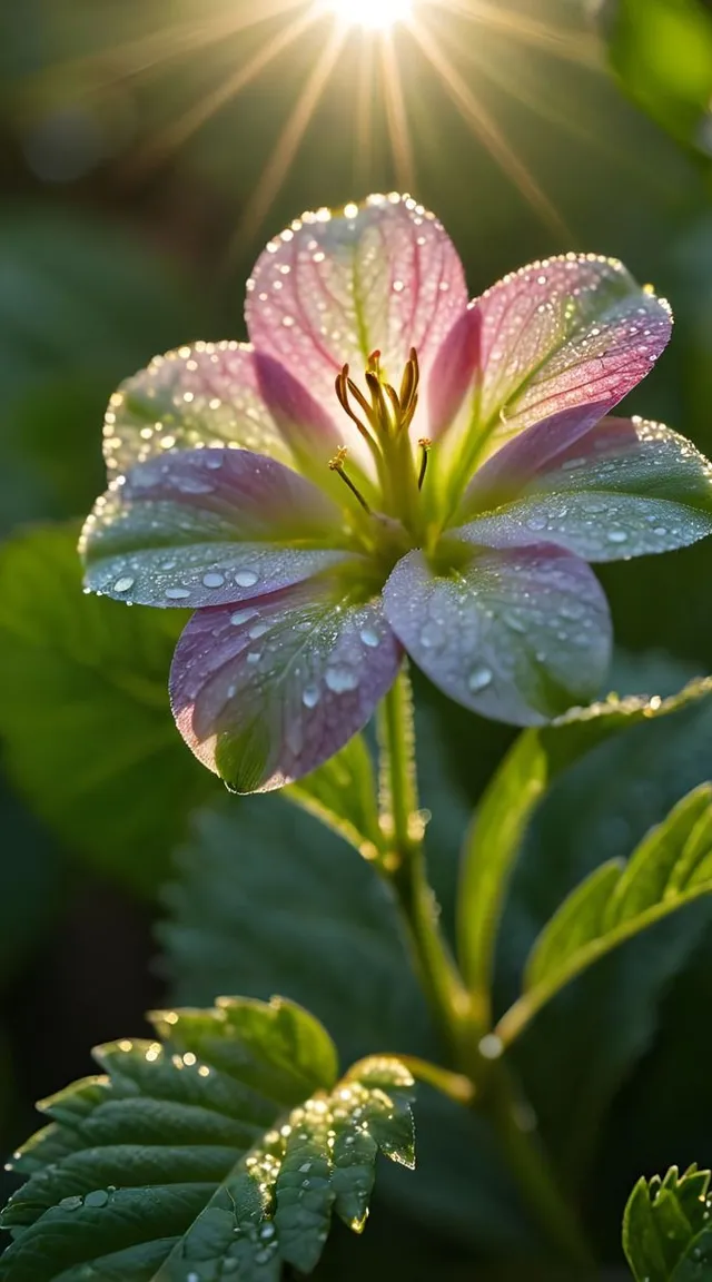 a pink flower with water droplets on it