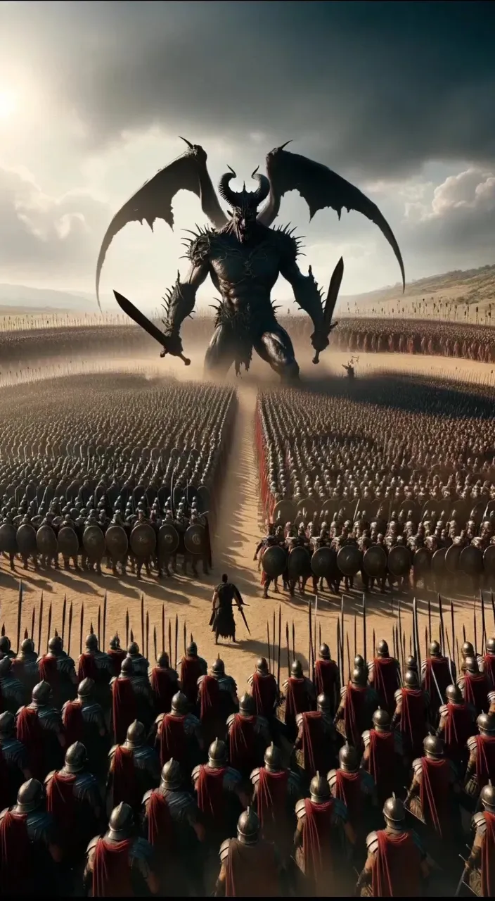 a large group of people standing in front of a giant dragon